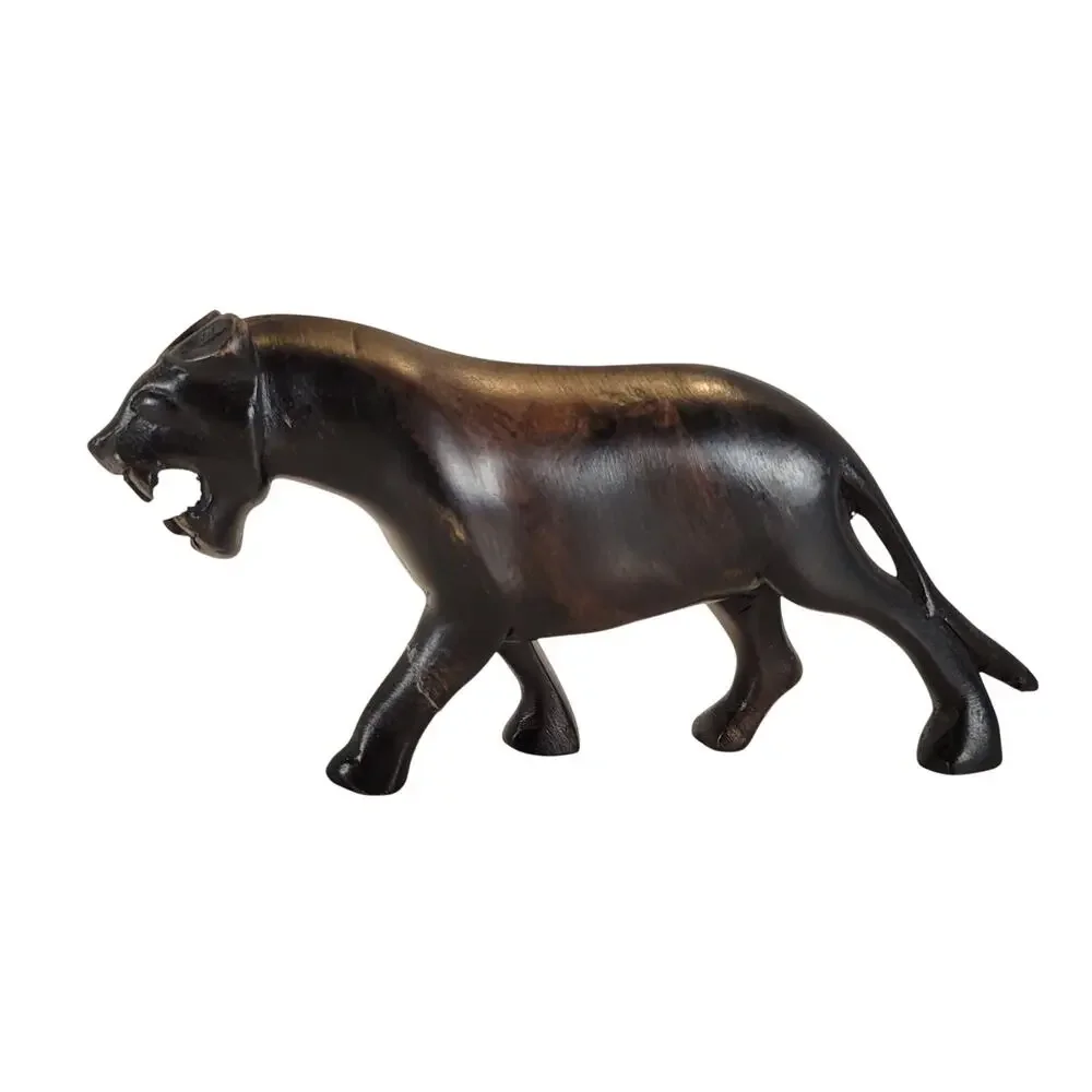 Hand Carved Wood Lion Figurine Safari Jungle Decor 6